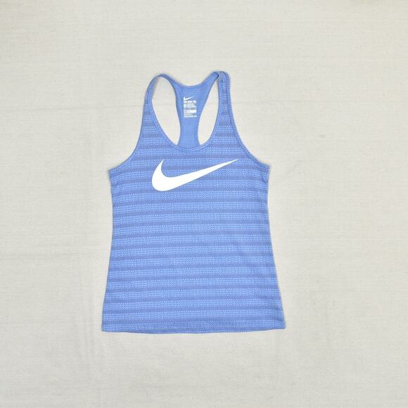 Nike Women Tank Top Crew Neck Dri Fit Athletic Size M Polyester Geometric Swoosh - Picture 2 of 8